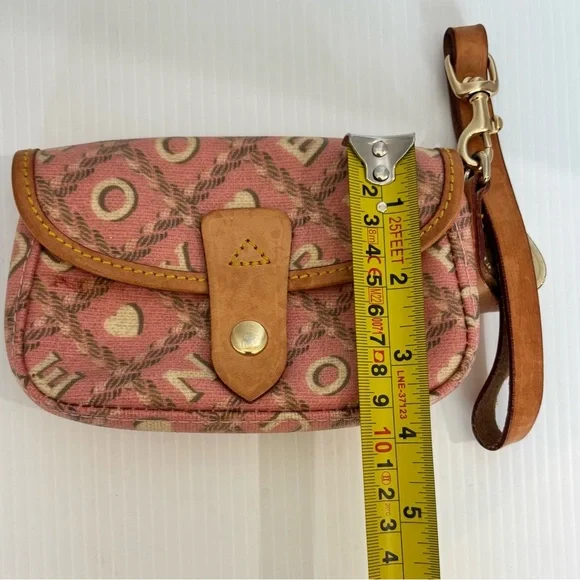 Dooney & Bourke Signature Logo Pouch Orange Leather Wristlet - Picture 11 of 12